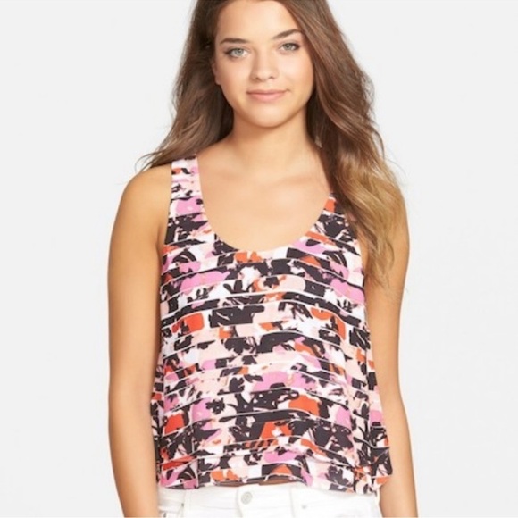 Sam Edelman Print Layered Scoop Neck Tank Size Medium - Picture 1 of 9
